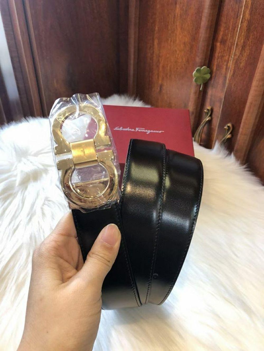 Ferragamo 菲拉格慕 男士腰带 经典亮金头 黑?深咖 双面皮带