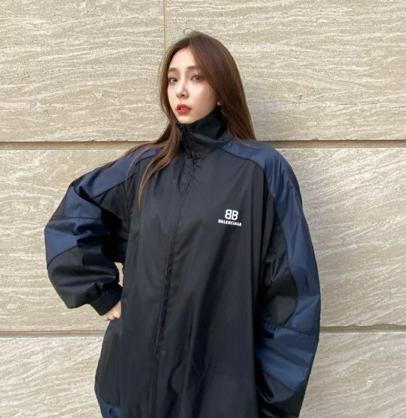 balenciaga巴黎世家男女同款黑蓝拼接拉链休闲夹克外套冲锋衣