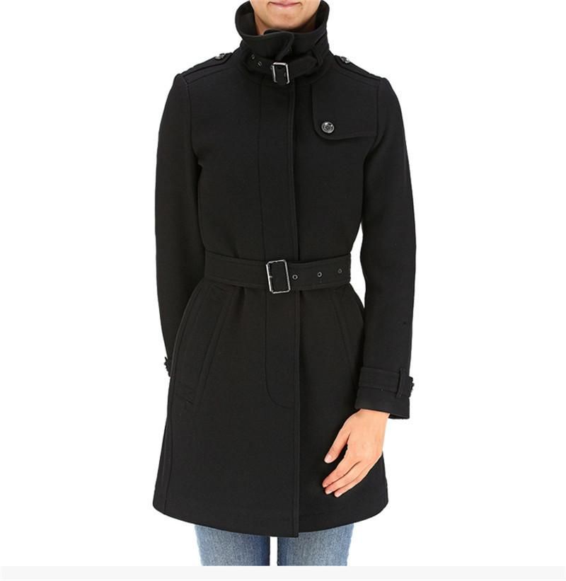 burberry巴宝莉黑色米白色羊绒女士风衣