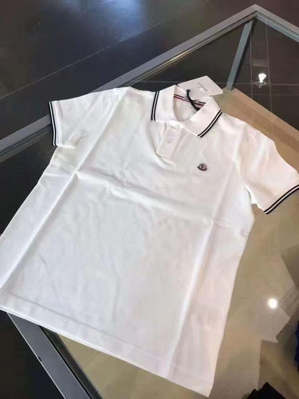 现货moncler蒙口男士polo衫白色t恤新到码齐smlxlxxl