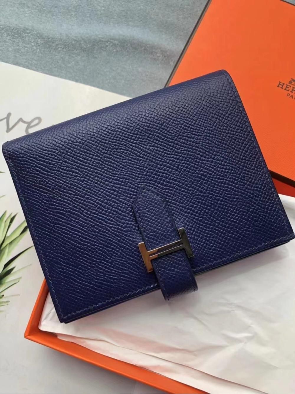 二手98新hermès爱马仕短款两折钱包