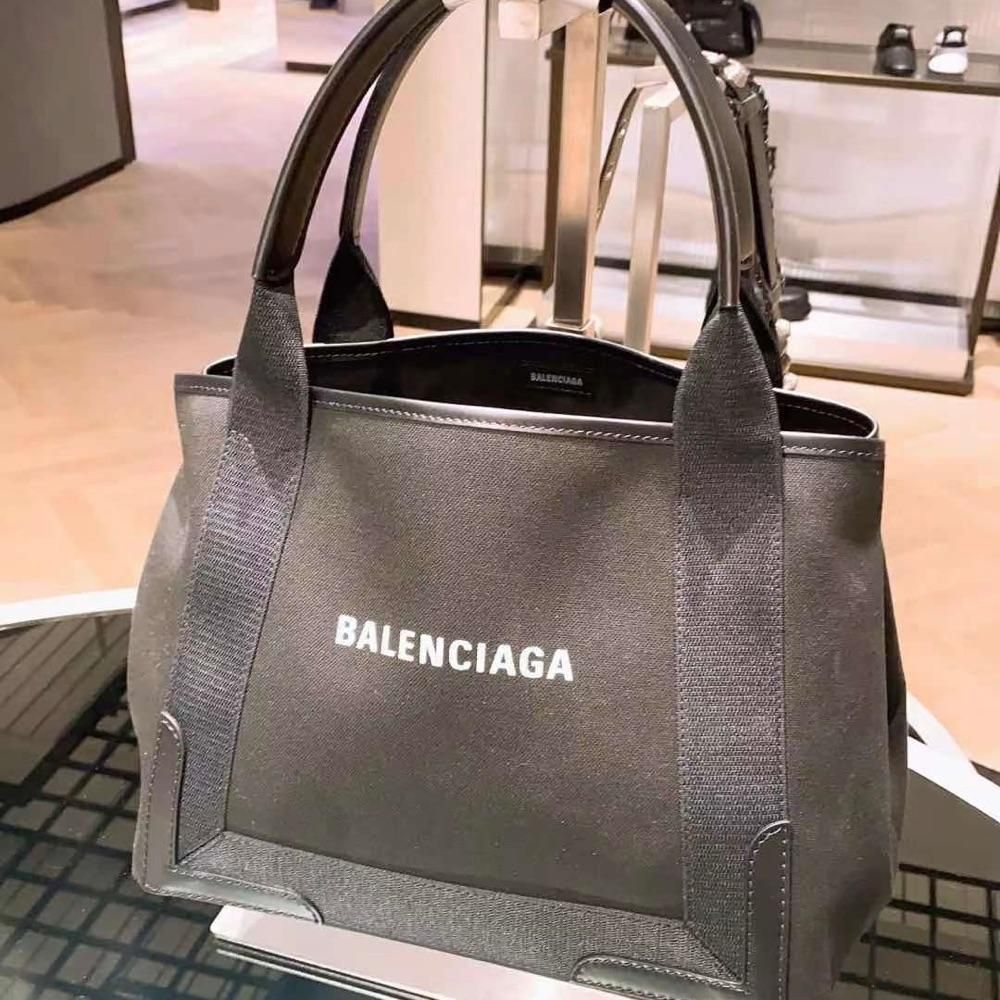 balenciaga巴黎世家女包navy托特包帆布拼色购物袋单肩斜挎子母包