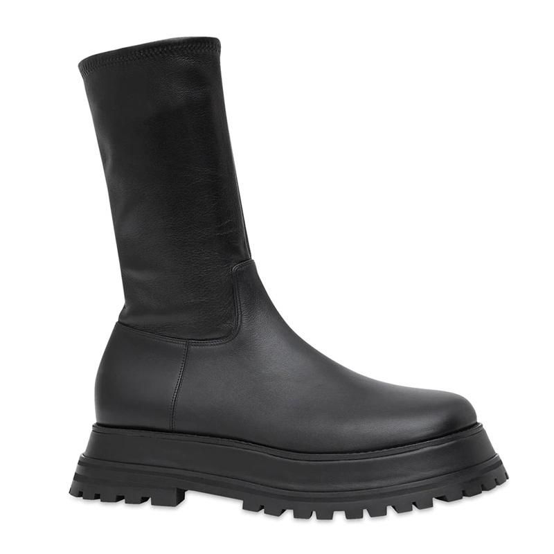 burberry巴宝莉女鞋黑色休闲中筒靴时尚马丁靴