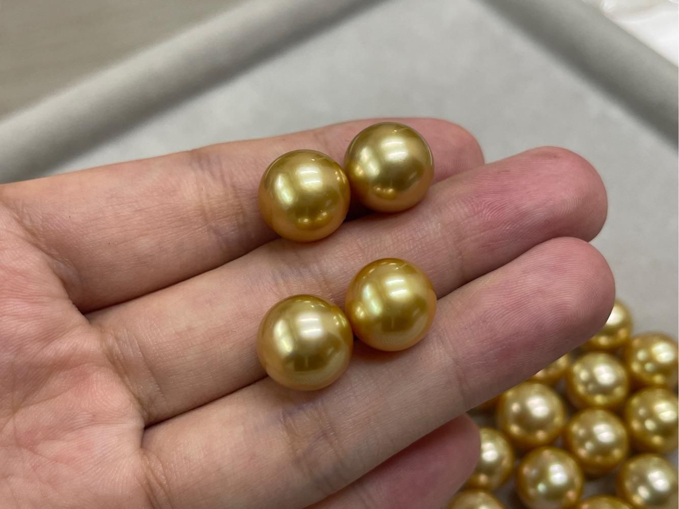 有要金珠的吗11mm正圆茶金色打孔无暇极光