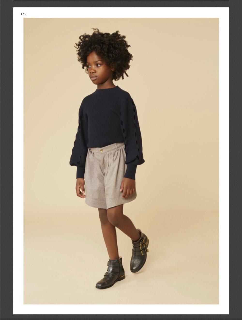 chloe 童装秋冬新款成人同款袖子镂空针织衫 女装大童