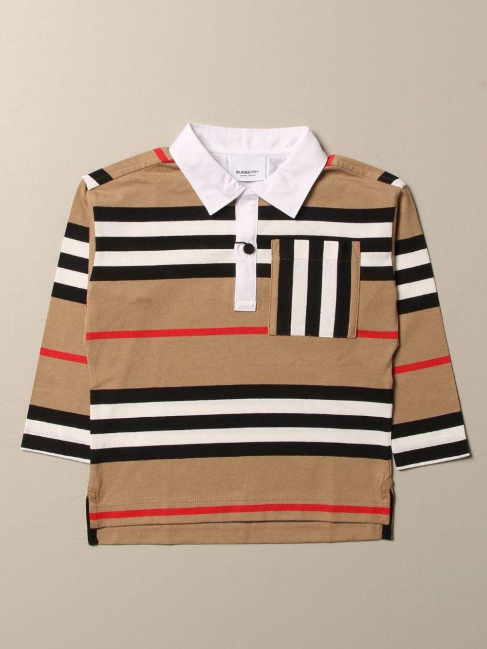 burberry巴宝莉时尚百搭婴儿条纹长袖polo衫