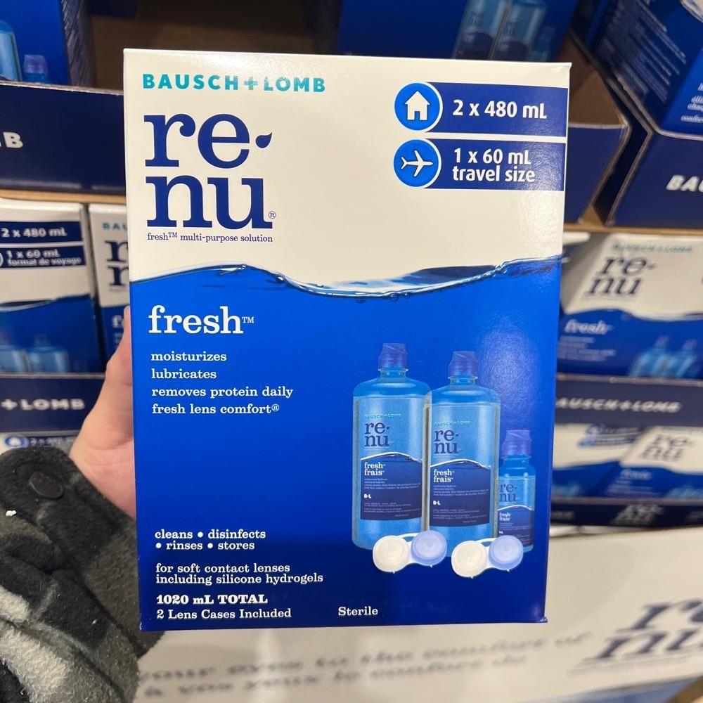 加拿大直邮正品博士伦renu润明隐形眼镜护理液3瓶1020ml送镜盒