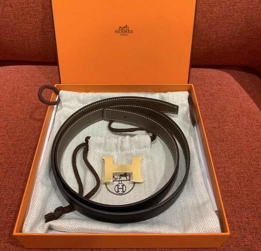 hermes爱马仕女士金头皮带腰带双面可用宽24cm