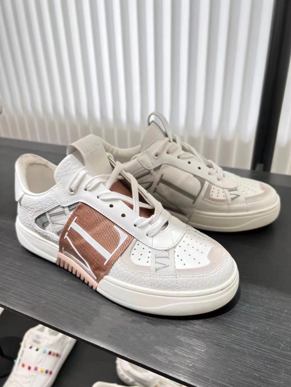 valentino华伦天奴女鞋白色vln7棕粉色绑带休闲运动鞋老爹鞋