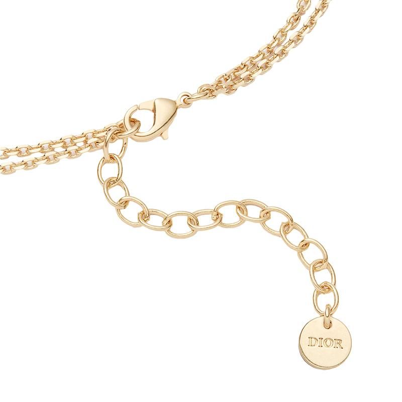dior迪奥22新款petitcd系列女士金色金属cd标志白色树脂珠饰项链